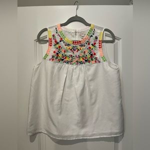 J Crew Factory Embroidered Linen Tank Top